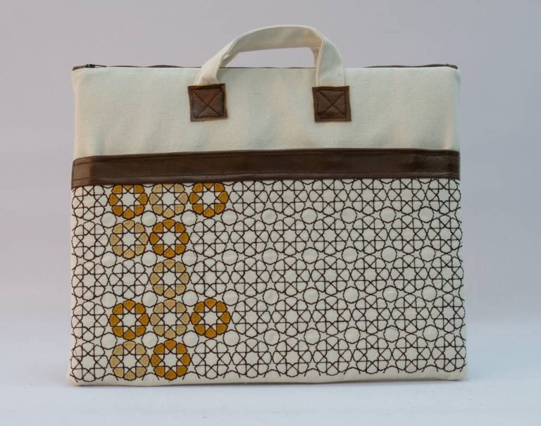 Geomatric Laptop Bag Beige x Brown EGP 450